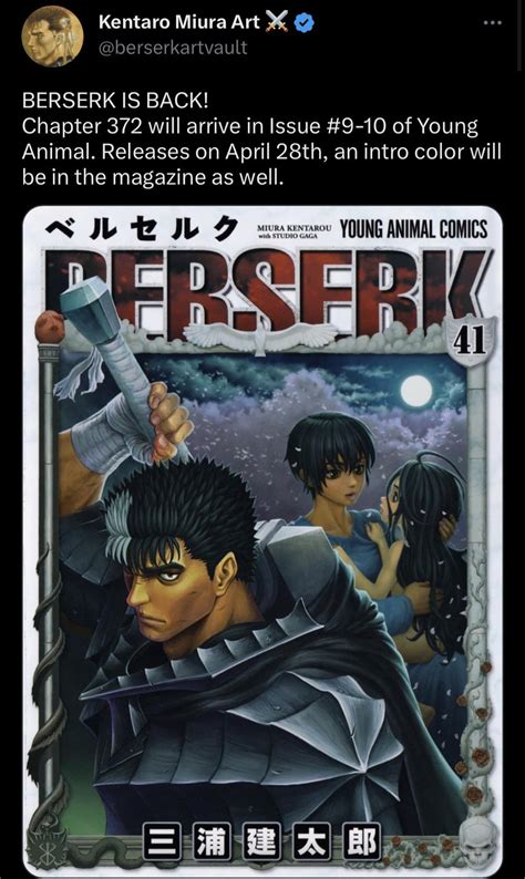 berserk 372 date|r/Berserk on Reddit: THE WAIT IS OVER! BERSERK。